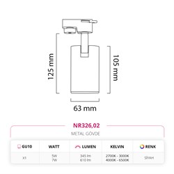 Nevo Dekoratif Ray Spot Siyah NR326