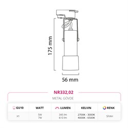 Nevo Dekoratif Ray Spot Siyah NR332