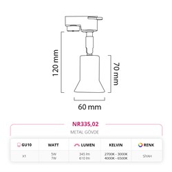 Nevo Dekoratif Ray Spot Siyah NR335