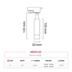 Nevo Dekoratif Ray Spot Siyah NR341