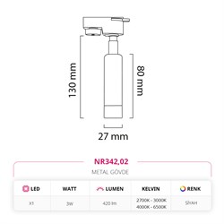 Nevo Dekoratif Ray Spot Siyah NR342