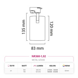 Nevo Dekoratif Ray Spot Siyah NR360-1