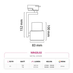 Nevo Dekoratif Ray Spot Siyah NR420