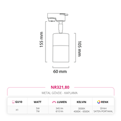 Nevo Dekoratif Ray Spot Siyah Saten Portakal NR321