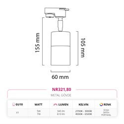 Nevo Dekoratif Ray Spot Siyah Saten Portakal NR321