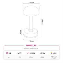 Nevo Dekoratif Şarjlı Masa Lambası Ahududu Kırmızısı NM102