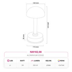 Nevo Dekoratif Şarjlı Masa Lambası Eskitme NM102
