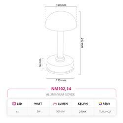 Nevo Dekoratif Şarjlı Masa Lambası Turuncu NM102