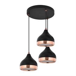 Nevo Dekoratif Üçlü Sarkıt Siyah Bakır NS365