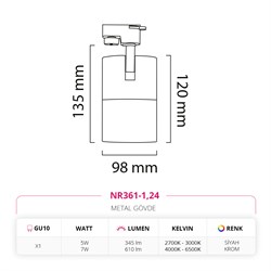 Nevo Dekoratif Siyah Krom Ray Spot NR361-1