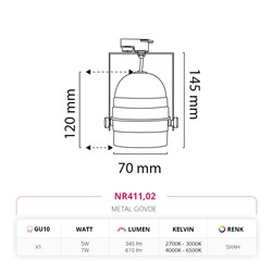 Nevo Dekoratif Siyah Ray Spot NR411