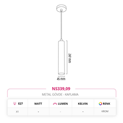 Nevo Dekoratif Tekli Sarkıt Krom NS339