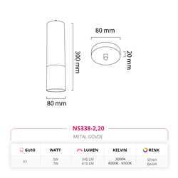Nevo Dekoratif Tekli Sarkıt Siyah Bakır NS338-2