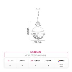 Nevo Dekoratif Tekli Sarkıt Siyah Bakır NS285