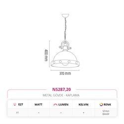 Nevo Dekoratif Tekli Sarkıt Siyah Bakır NS287