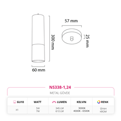 Nevo Dekoratif Tekli Sarkıt Siyah Krom NS338-1