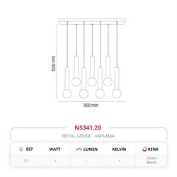 Nevo Dekoratif Yedili Sarkıt Siyah Bakır NS341