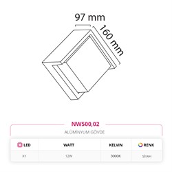 Nevo Dış Mekan Aplik Siyah NW500