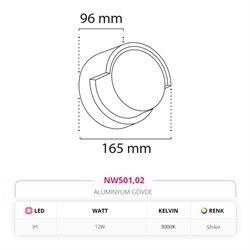 Nevo Dış Mekan Aplik Siyah NW501