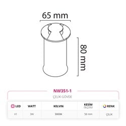 Nevo Dış Mekan Sıva Altı Yer Armatürü NW351-1