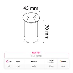 Nevo Dış Mekan Sıva Altı Yer Armatürü NW351