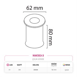Nevo Dış Mekan Sıva Altı Yer Armatürü NW353-3