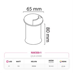 Nevo Dış Mekan Sıva Altı Yer Armatürü NW350-1
