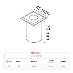 Nevo Dış Mekan Sıva Altı Yer Armatürü NW352-1