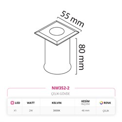 Nevo Dış Mekan Sıva Altı Yer Armatürü NW352-2