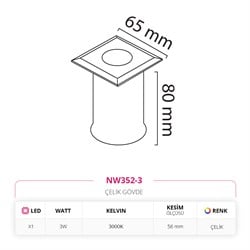 Nevo Dış Mekan Sıva Altı Yer Armatürü NW352-3