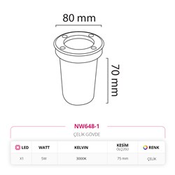 Nevo Dış Mekan Sıva Altı Yer Armatürü NW648-1