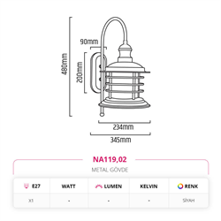 Nevo İç Mekan Aplik Siyah NA119