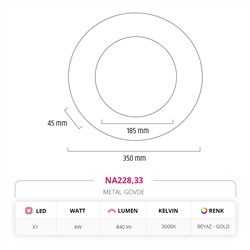 Nevo İç Mekan Aplik Beyaz Gold NA228