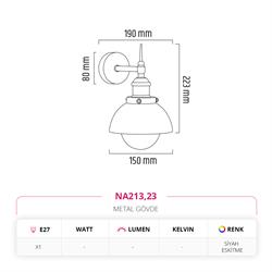 Nevo İç Mekan Aplik Siyah Eskitme NA213
