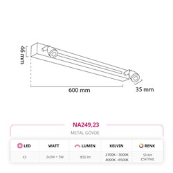 Nevo İç Mekan Aplik Siyah Eskitme NA249