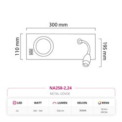 Nevo İç Mekan Aplik Siyah Krom NA258-2