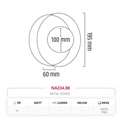Nevo İç Mekan Aplik Yeşil NA234