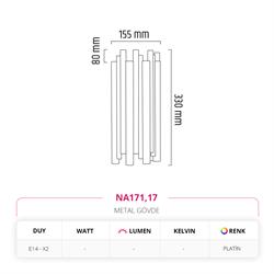 Nevo İç Mekan Çift Yönlü Boru Aplik Platin NA171