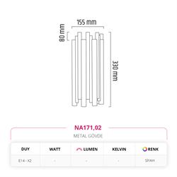 Nevo İç Mekan Çift Yönlü Boru Aplik Siyah NA171