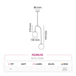 Nevo İkili Sarkıt Gold Boyalı NS366