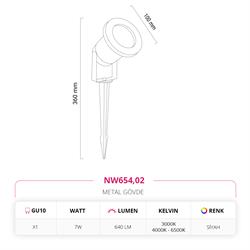 Nevo Kazıklı Bahçe Çim Armatürü Siyah NW654