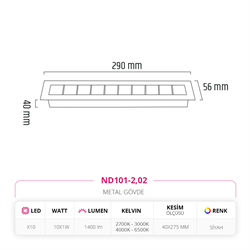 Nevo Sıva Altı Led Spot Siyah ND101-2