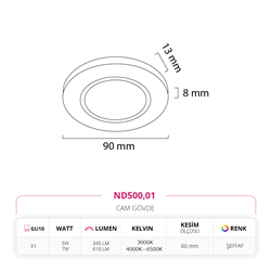 Nevo Sıva Altı Cam Spot ND500