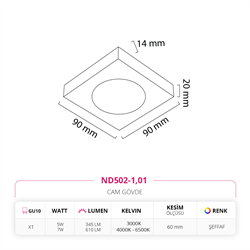 Nevo Sıva Altı Cam Spot ND502-1