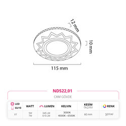 Nevo Sıva Altı Çerçeve Ledli Cam Spot ND522