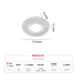 Nevo Sıva Altı Çerçeve Ledli Cam Spot ND523