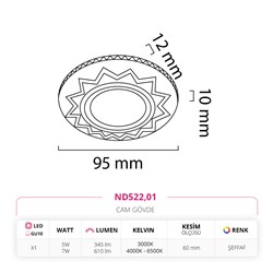 Nevo Sıva Altı Çerçeve Ledli Cam Spot ND522