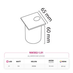 Nevo Sıva Altı Dış Mekan Duvar Armatürü Beyaz NW302-1