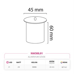 Nevo Sıva Altı Dış Mekan Duvar Armatürü Beyaz NW300