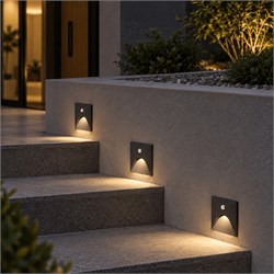 Nevo Sıva Altı Dış Mekan Sensörlü Duvar Armatürü Siyah NW307-1